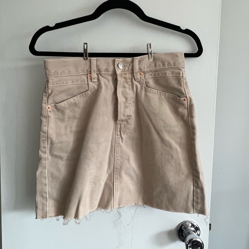 MANGO mini beige denim skirt